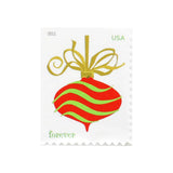 Load image into Gallery viewer, 2011 First-Class Forever Stamp - Holiday Baubles: Green and Red Wavy Line Ornament (Ashton Potter)